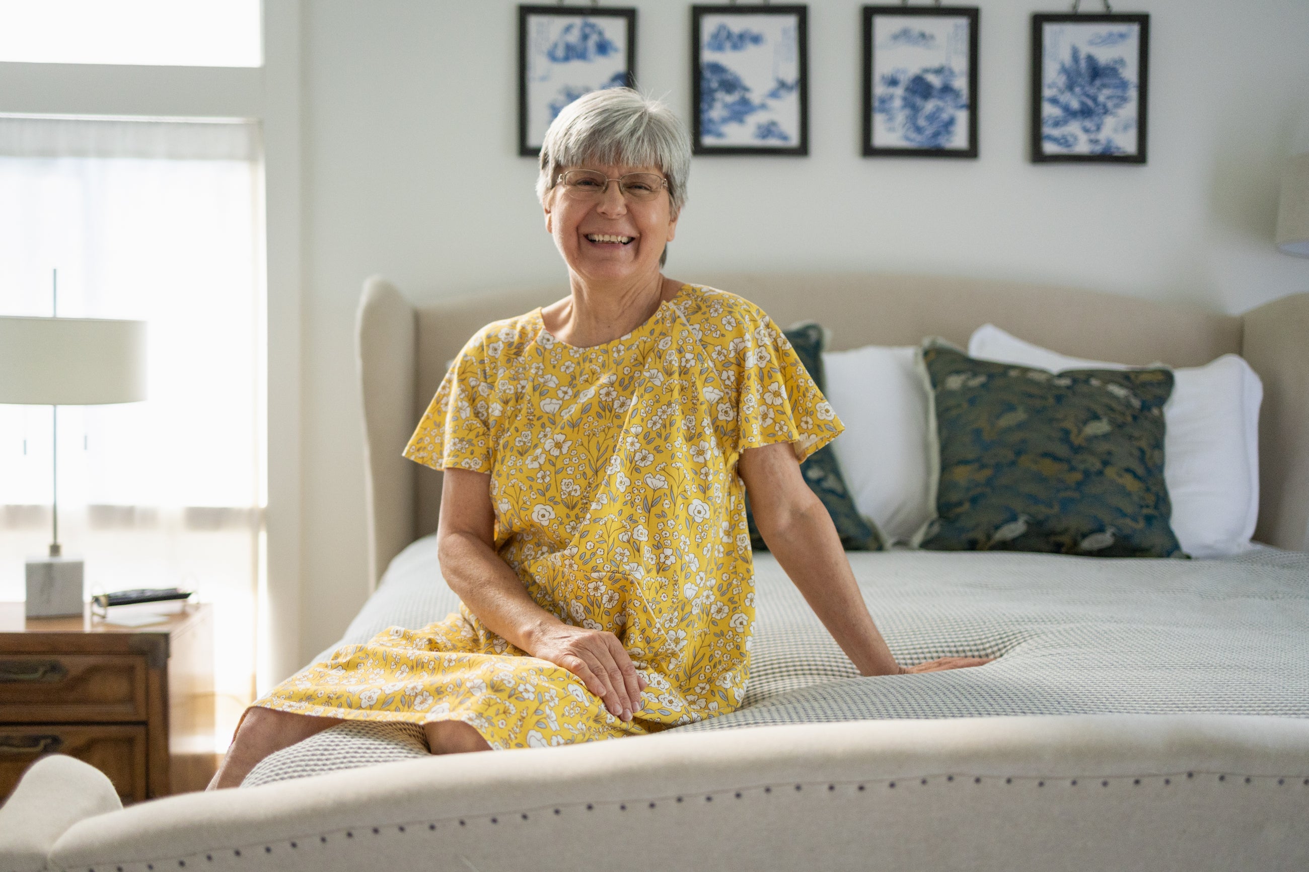 Luxury patient gown for women, made in America, premium softness made with organic cotton