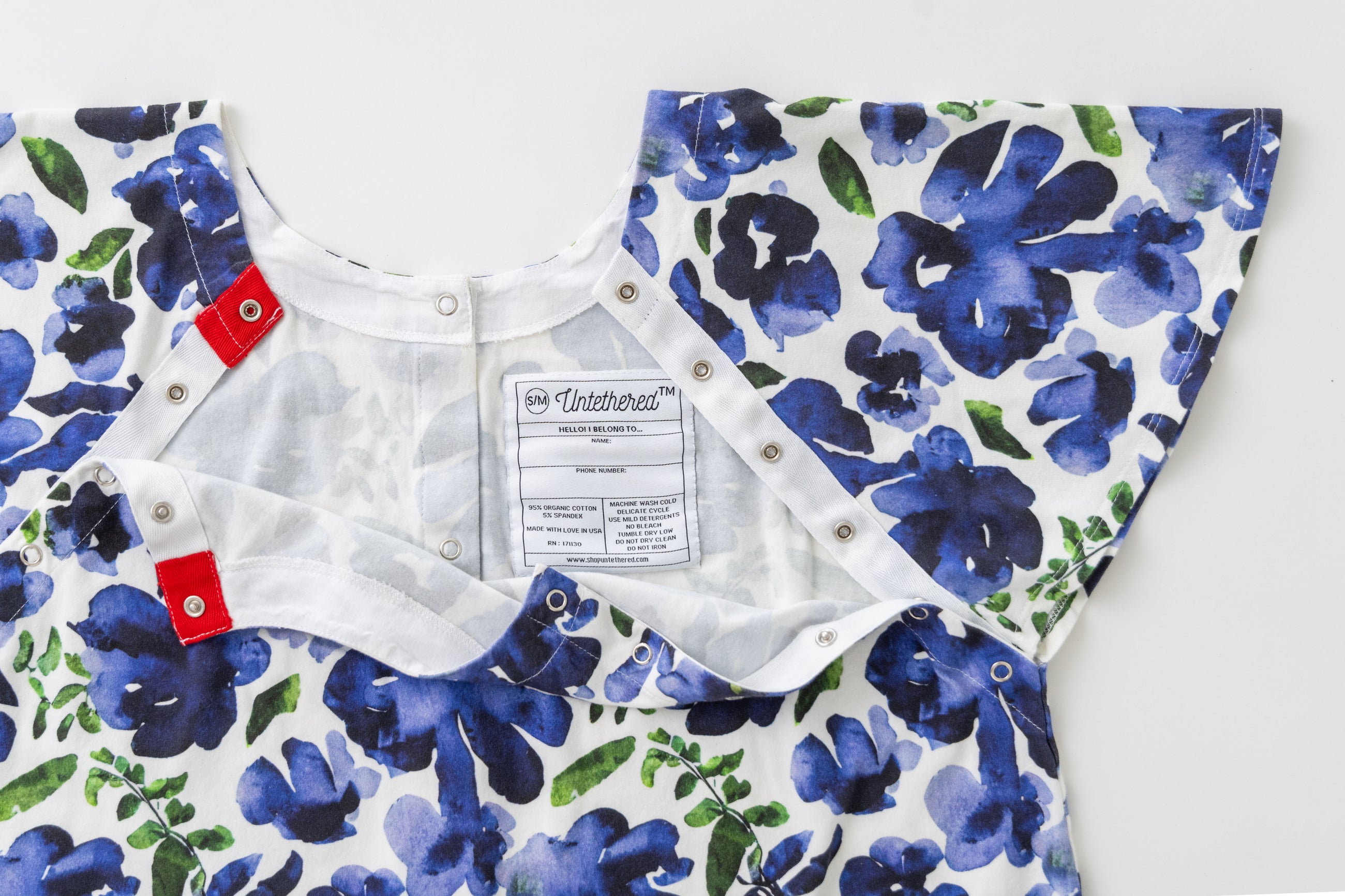 Soft gown for cancer patients with snaps