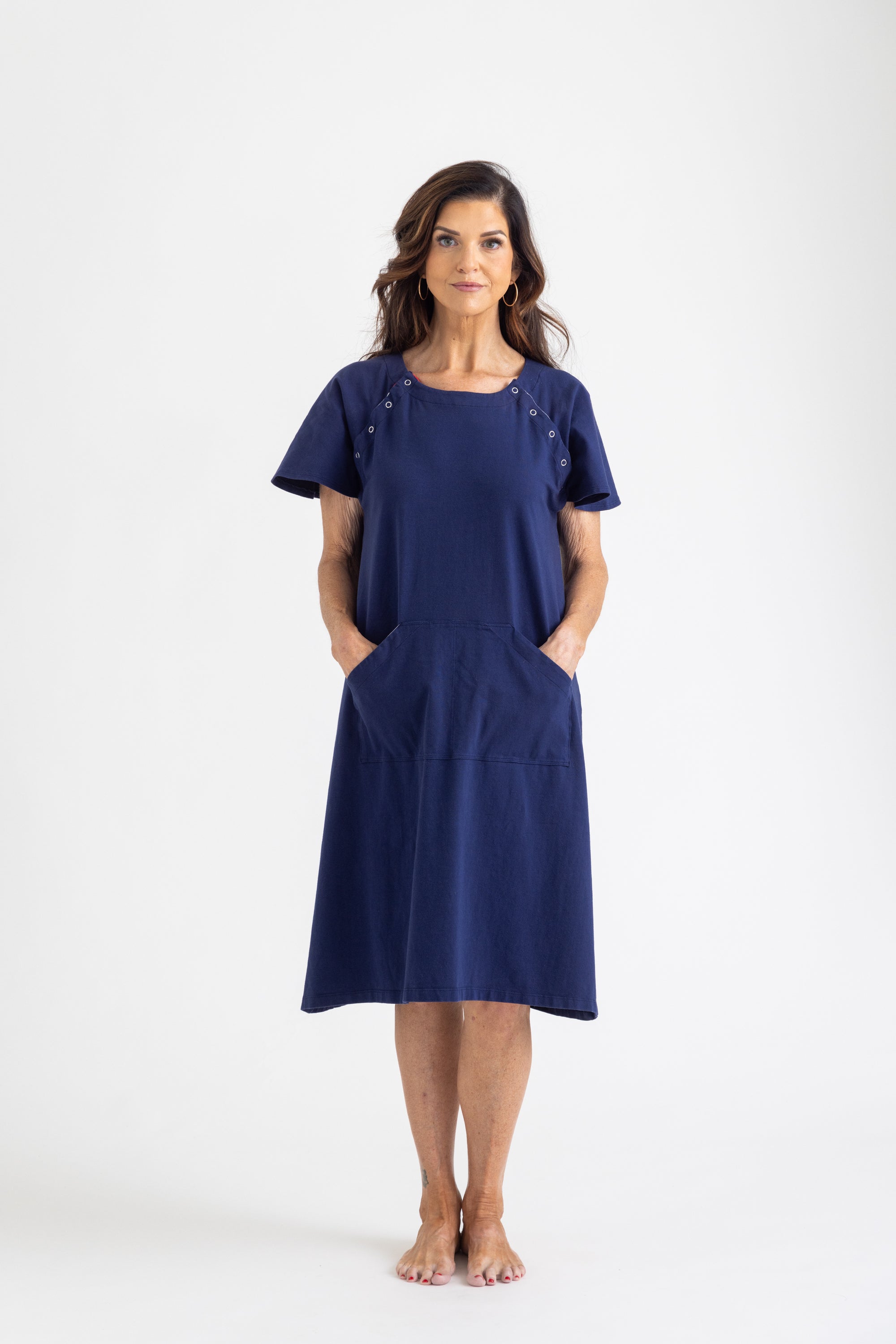 Navy Hospital Gown for Women | Untethered Navy Hospital Gown for Women | Untethered
