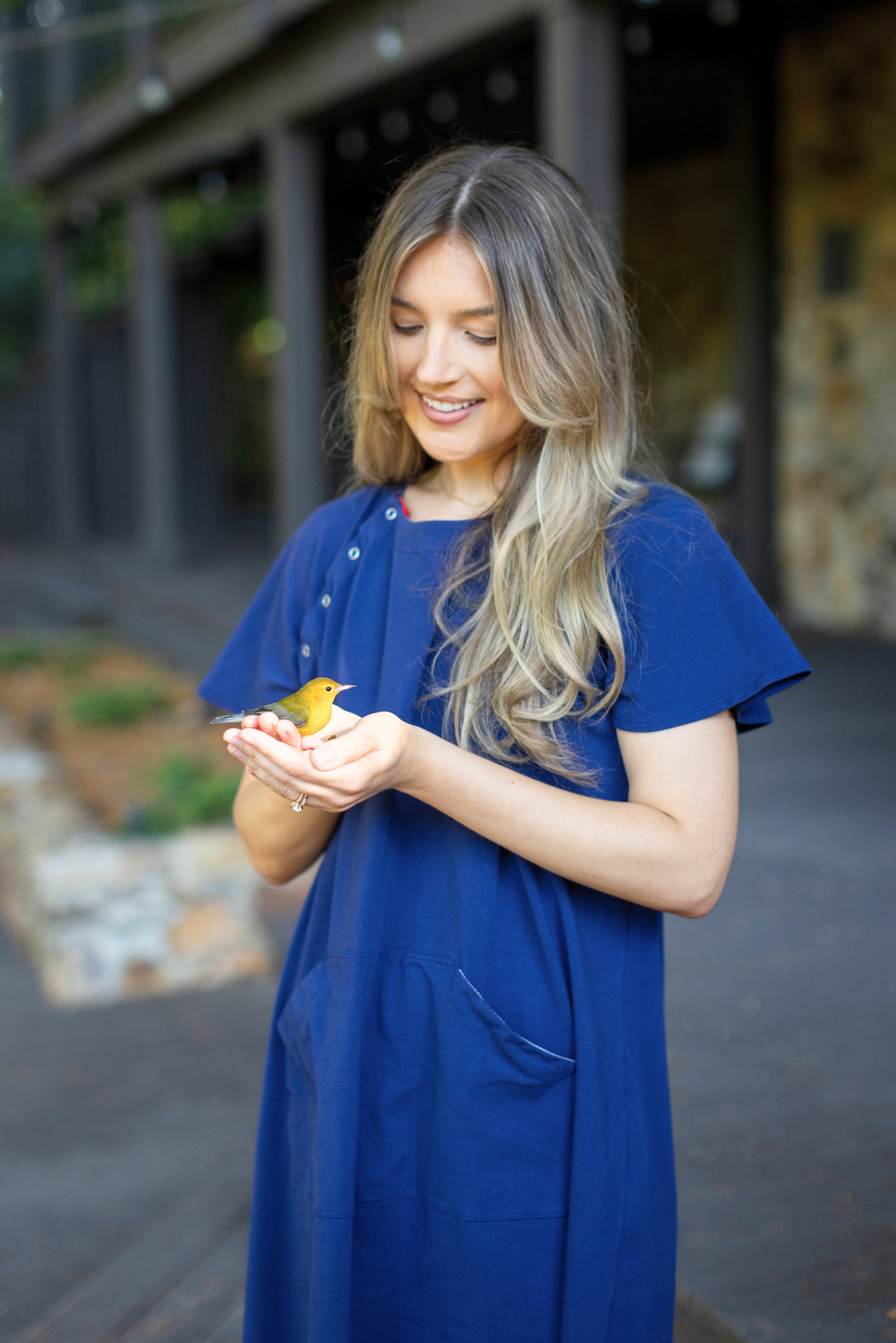 Luxury Patient Gown (Navy) Side View
